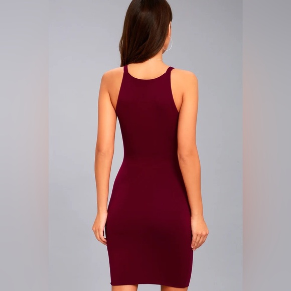 Lulu’s Like New I Bet Wine Red Bodycon Dress Large - Picture 4 of 6